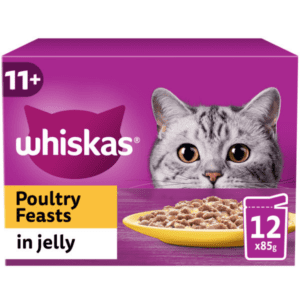 Whiskas 11+ Mature Cat Pouches Poultry Feasts in Jelly 85g 12pk